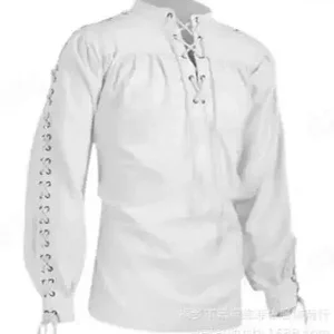 Adulto homem medieval cavaleiro guerreiro traje túnica verde roupas norman chevalier trança pirata saxão camisa superior para homem 10 principais vendas medieval guerreira - №5