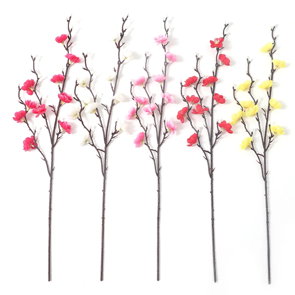 Bouquet de fleurs artificielles de prunier, 53CM, fausses fleurs pour décoration de maison, jardin, mariage, accessoires de Vase de Table, 1/2 pièces