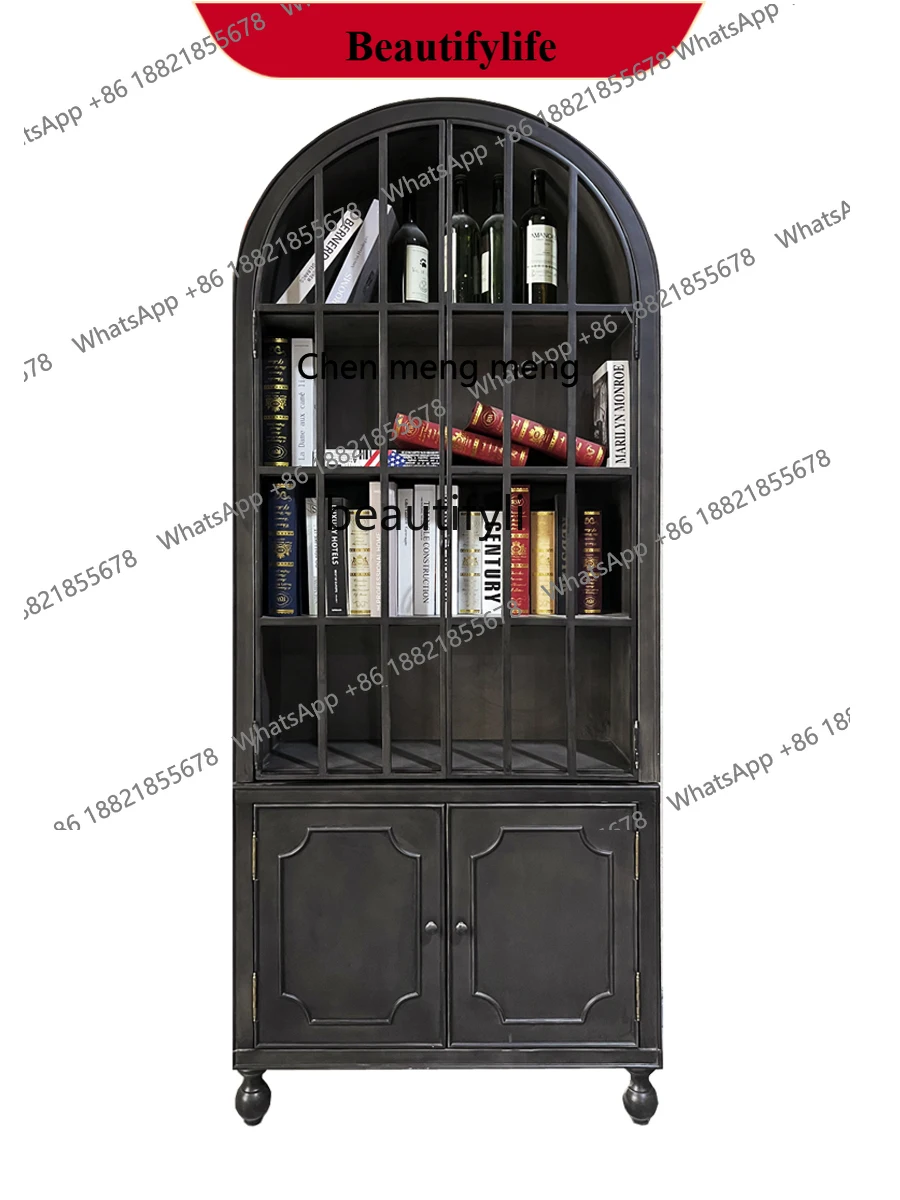 

X Retro Bookcase Display Cabinet American Arch Storage Bookcase Wine Cabinet Antique Storage Showcase living room furniture
