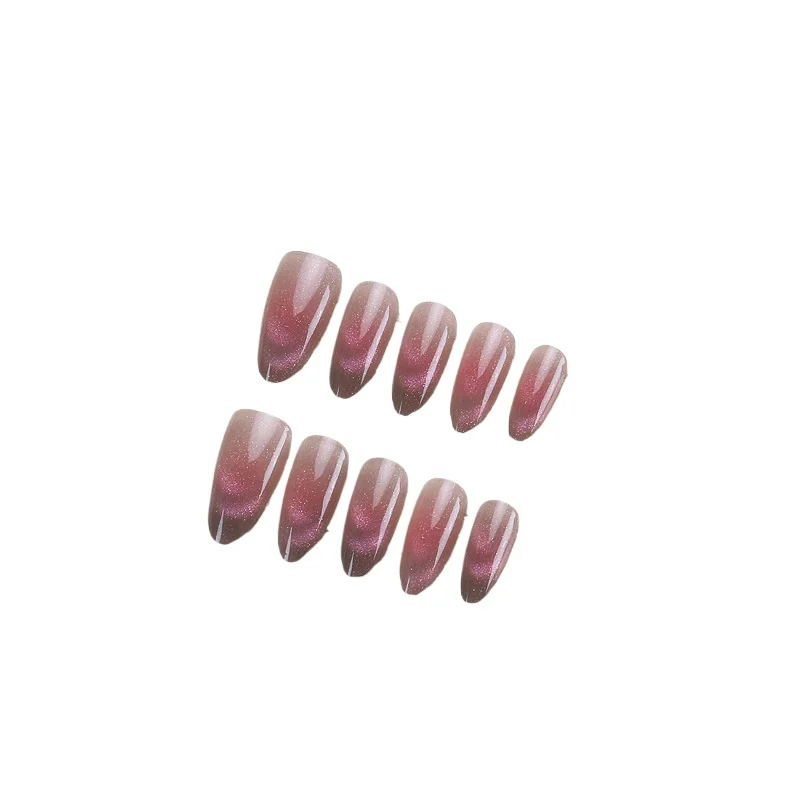 

Wear nail advanced cat's eye French handmade manicure Spice girl pure desire fake nail patch
