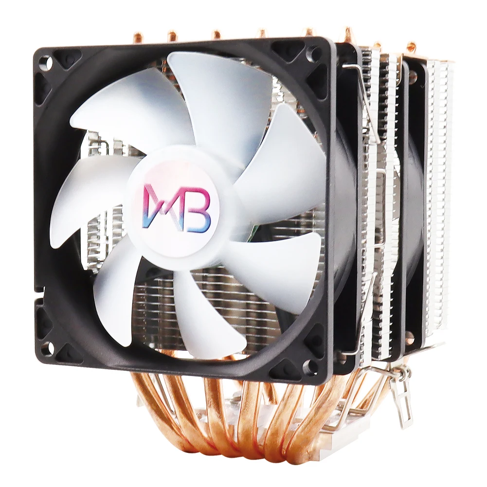 Wovibo-Radiador de CPU, ventilador de refrigeración de 6 tubos de calor PWM, Enfriador de 4 pines para Intel LGA 1155 1150 1200 1366 X79 X99 AMD AM2