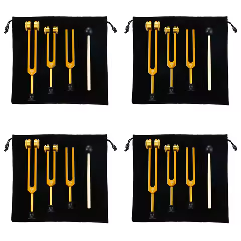NEW-12Pack Tuning Fork Set(128Hz, 256Hz, 512Hz) Tuning Fork Kit For Healing, Chakra, Sound Therapy, Sonic Slider Fork (Gold)