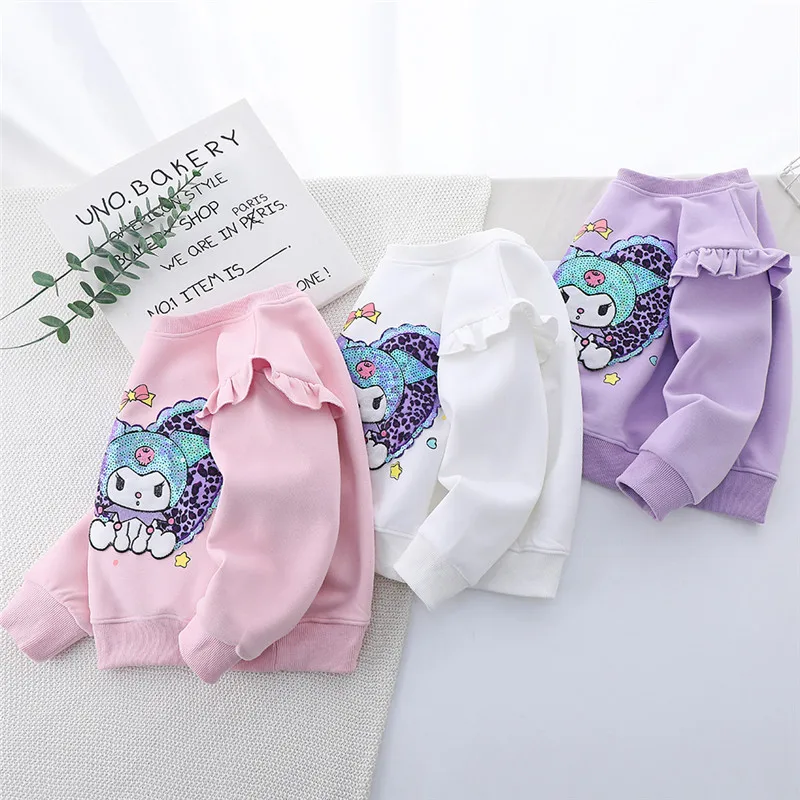 2024 Sanrio Girls Hoodie Kawaii Kuromi Anime Autumn Children Clothes Cartoon Cute Babys Top Crewneck Jumper Tide Gift for Kids