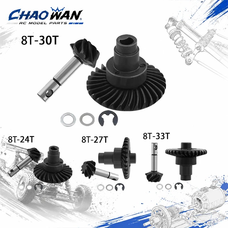 Heavy Duty Bevel Helical Overdrive Gear 24/8T 27/8T 30/8T 33/8T for 1/10 RC Crawler II III 90046 AXI0304 AR45 Capra Axle