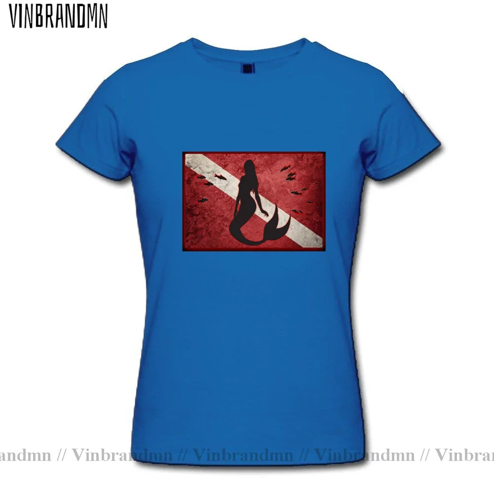 Camiseta Vestidos Scuba diving design T-shirt woman Scuba Dive Flag mermaid T shirt women Scuba Diver Tee shirt femme girls Tops