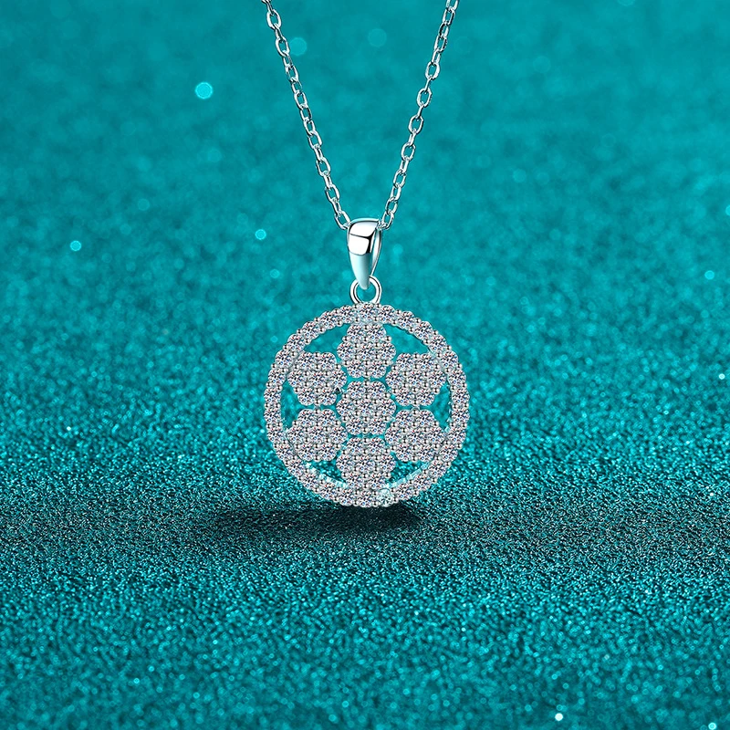 S925 Sterling Silver Geometric Snowflake Moissanite Pendant Choker  Refined High-End Versatile