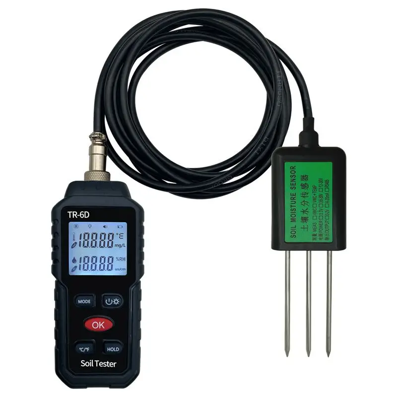 Soil Tester for Moisture, Temp, Salinity, EC - Portable Digital for Garden & Farm