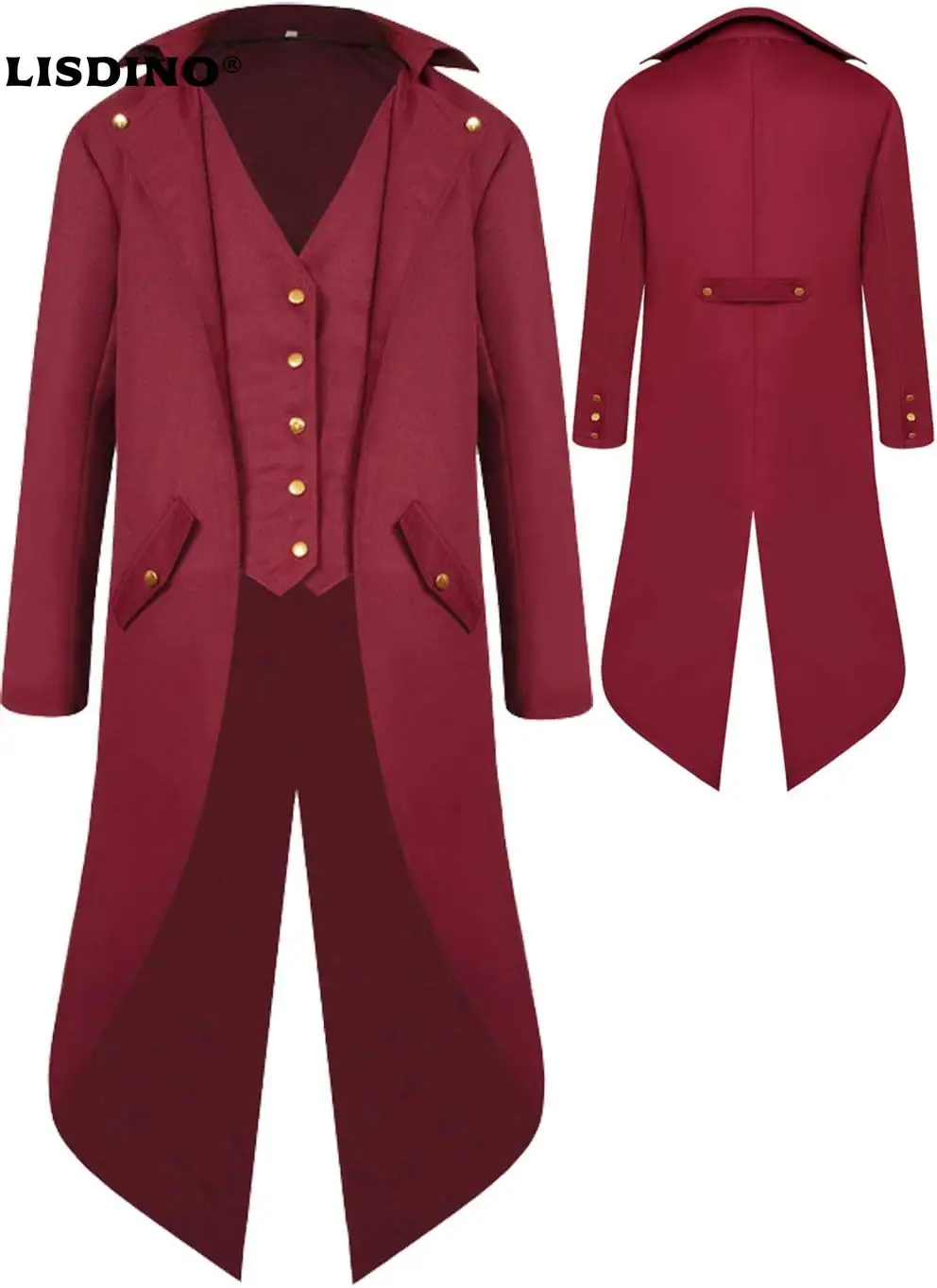 

1SIAEAMRG Renaissance Steampunk Tailcoat Halloween Costumes for Men, Retro Pirate Victorian Gothic Medieval Jacket