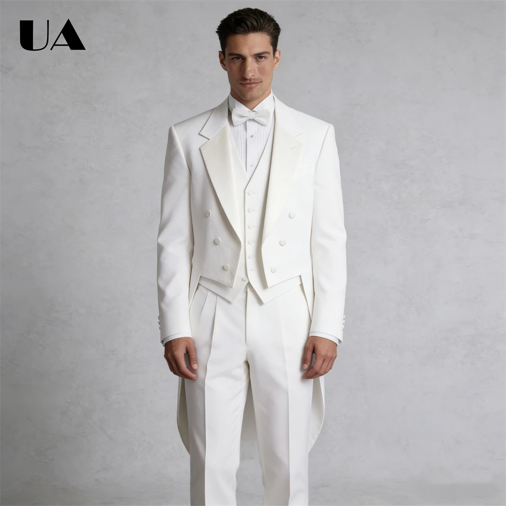 

Retro 3-Piece Tailcoat Suit Set Including Jacket Vest Pants, Magician Stage Performance Suit Attire Pageant Suits