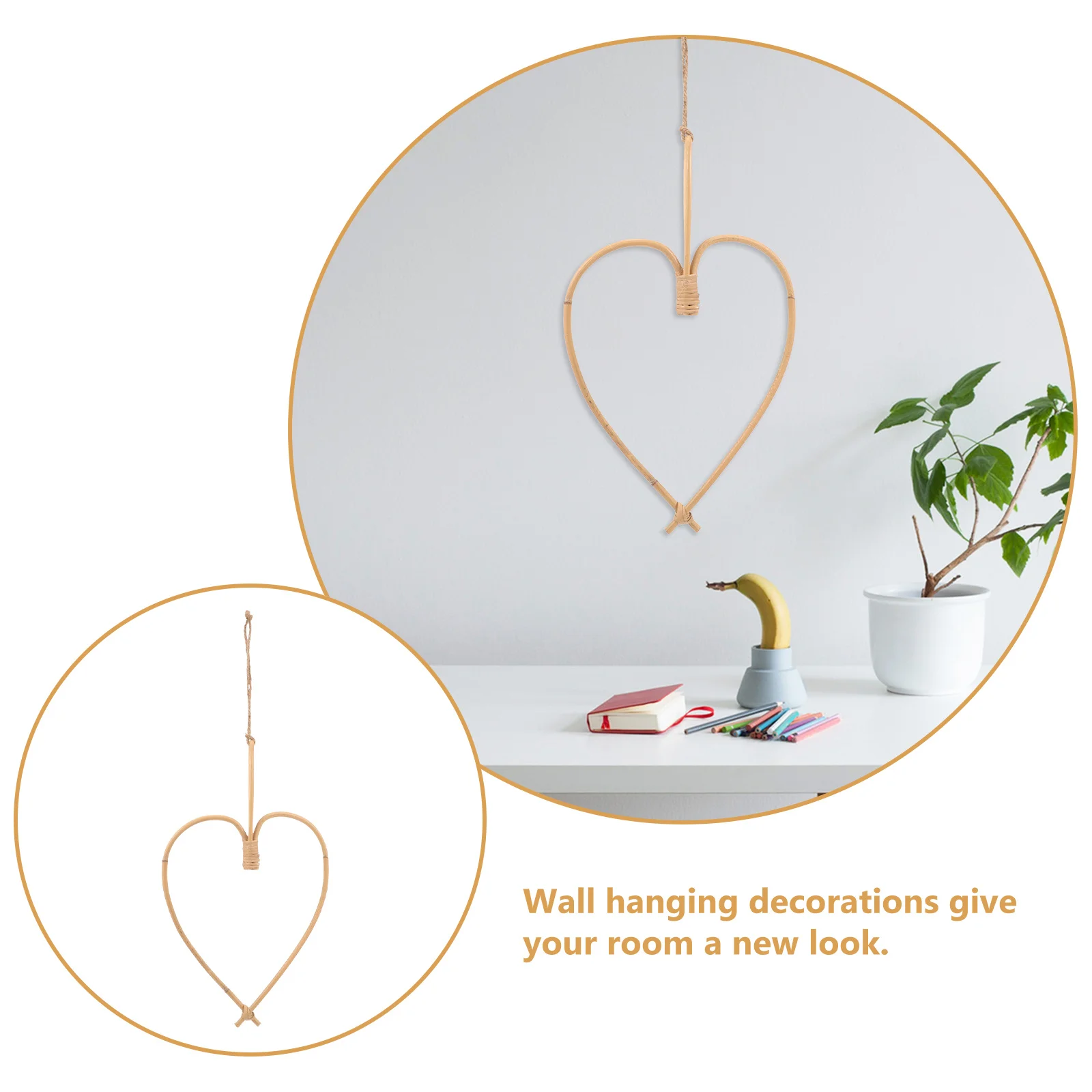 

Rattan Heart Wall Hanging Decor Unique Woven Design For Bedroom Office Home Garden Indoor Outdoor Wall Ornament Hanging