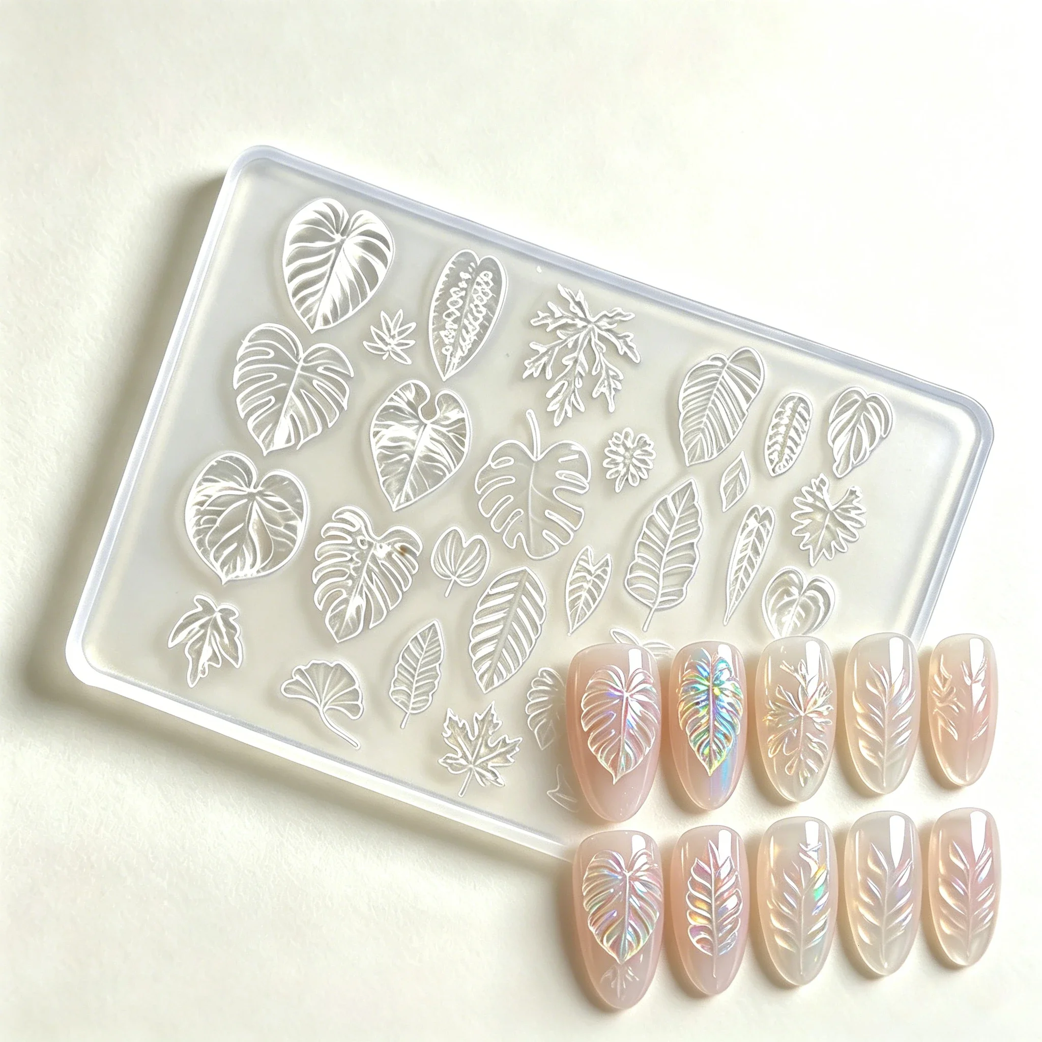 1PC Nail Art Drip Glue Mold 3D Ginkgo Maple Leaf Design Modeling Templates For DIY Nail Decoration Manicure Accessories