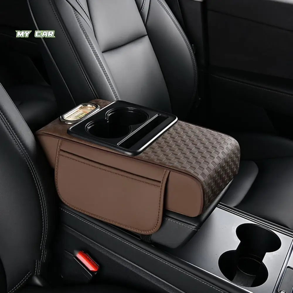 

Кожаная подушка для подлокотника центральной консоли Nappa, 2-подстаканник, коробка для салфеток, автомобильный подлокотник, ящик для хранения, удобный, простой в установке