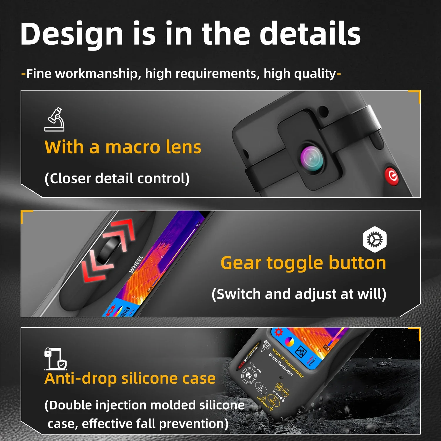 2in1 กล้องความร้อนมัลติมิเตอร์ SH7 320*320 อุตสาหกรรมกล้องความร้อนพิกเซล HD 3.98 นิ้วหน้าจอสัมผัสเครื่องวัดอุณหภูมิวงจรซ่อม