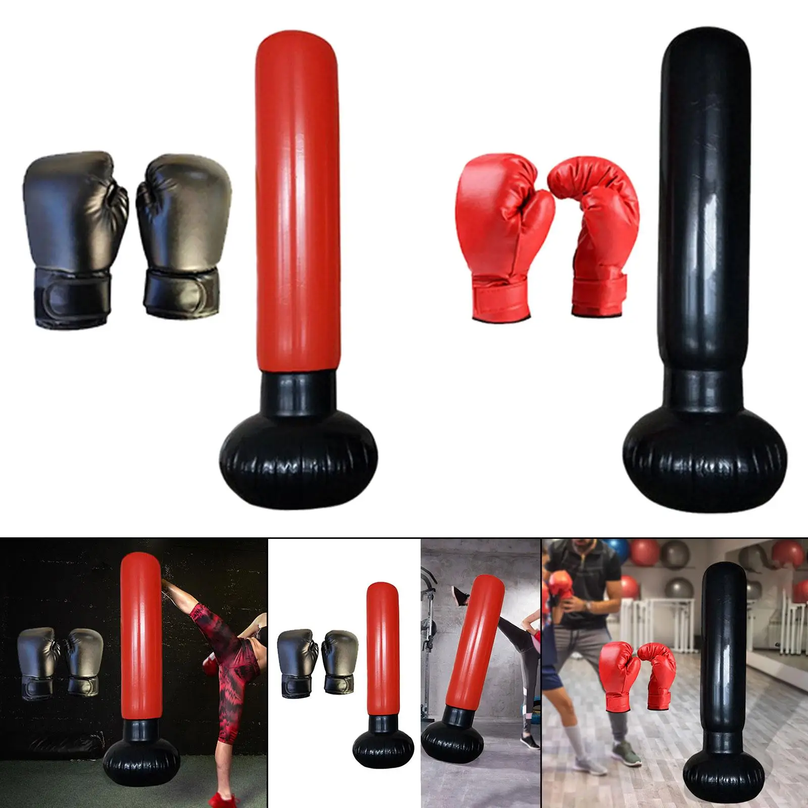 

Inflatable Punching Bag Multipurpose Fitness Tool Kicking Bag Sturdy with Boxing Gloves for Kickboxing Karate Taekwondo Training