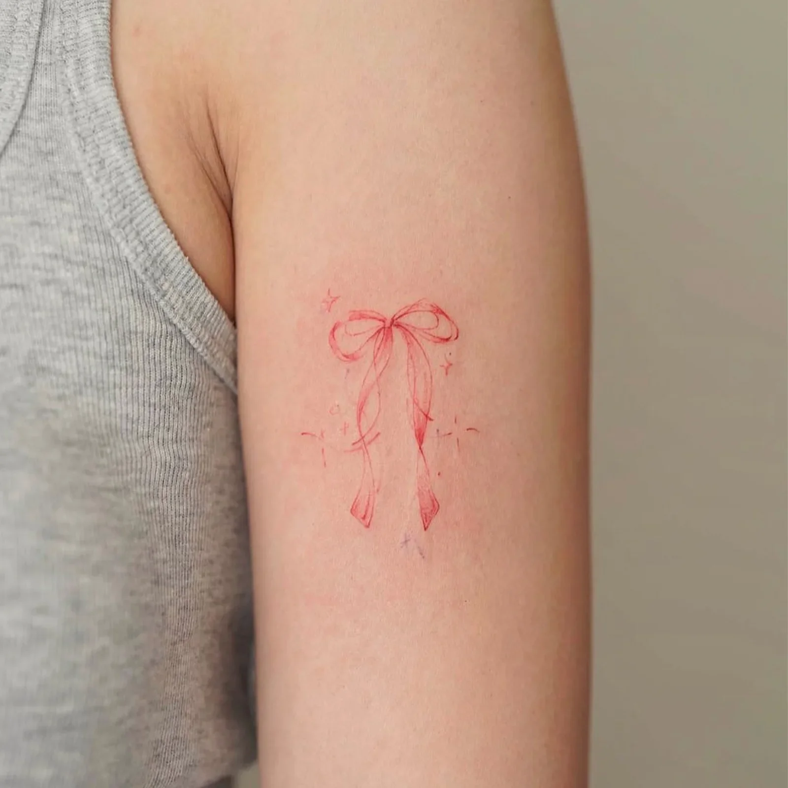 Pink Ribbon Bow Arm Temporary Tattoo Sticker Waterproof Fake Tattoo Body Art for Women