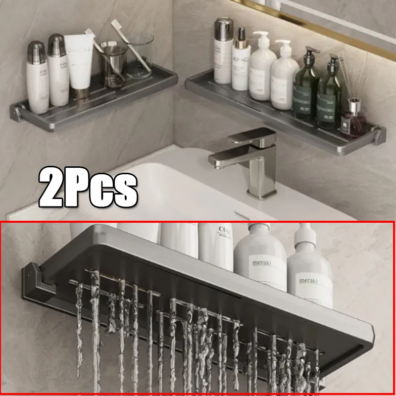 

2Pcs RVs Folding Wall Rack Single Layer Drop-Down Aluminum Foldable Shelves Organizer Wall Storage Caravan Motorhome Accessories