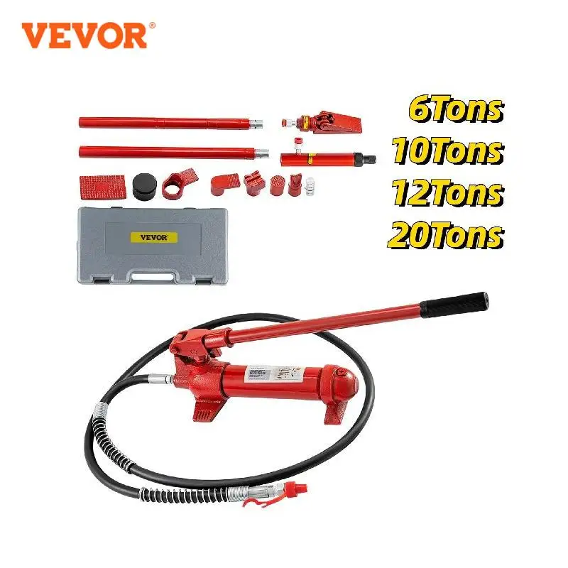 

VEVOR Porta Power Hydraulic Jack Kit 6/10/12/20 Ton Sheet Metal Correction Automotive Frame Shape Repair Separation Jack Tools