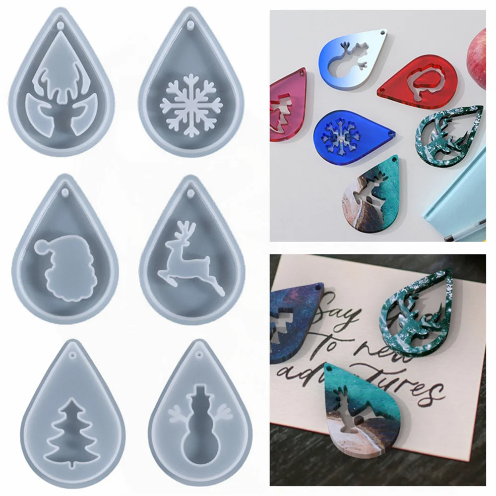DIY Crystal Drop Glue Mold Christmas Tree Series Silicone Mold Epoxy Resin Crafts Jewelry Making Listing Elk Snowflakes Pendant