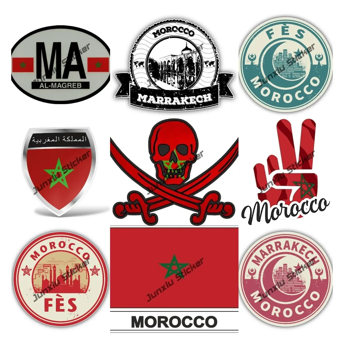 

Morocco Decal Travel Sticker Maroc Fes City Morocco Grunge Stamp Sticker for Car Guitar Pickup Car Body The Whole Body Decal