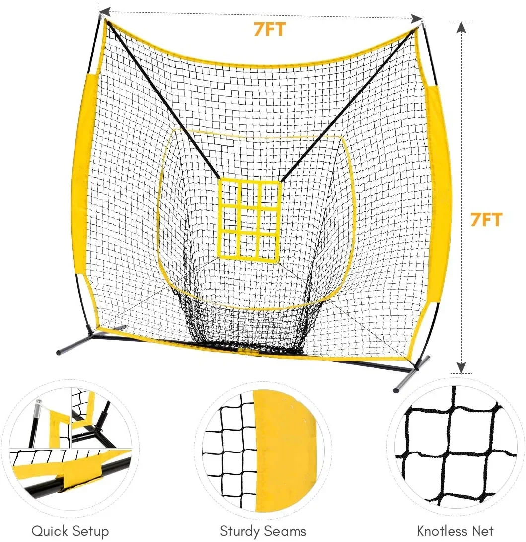 High quality 7ft portable softball practice baseball training pitching batting cage baseball net for pitcher