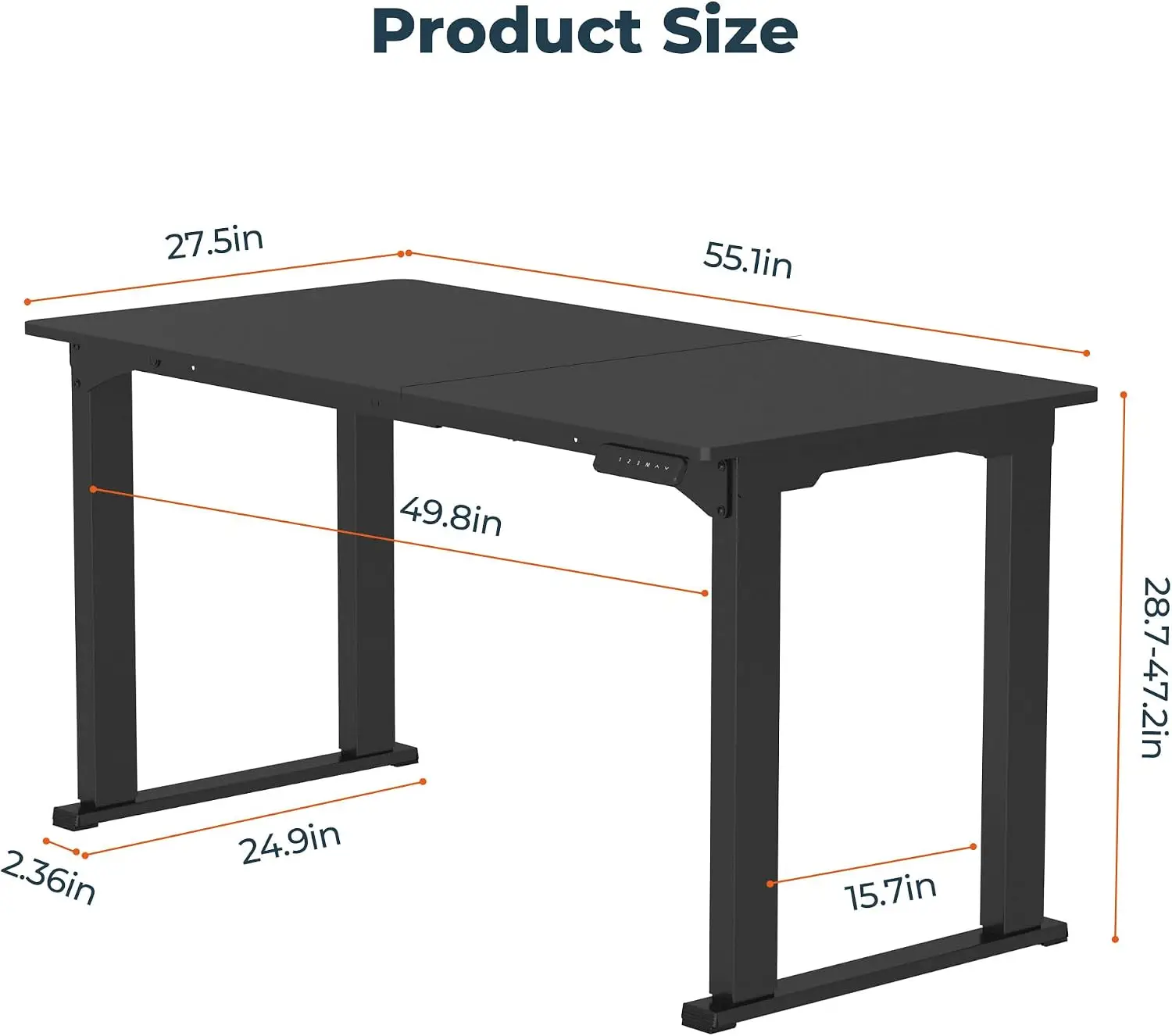4 Leg Standing Desk Large,Electric 55x28 Desk for Home Office Electric Adjustable Height Stand Up Desks,Splice Board