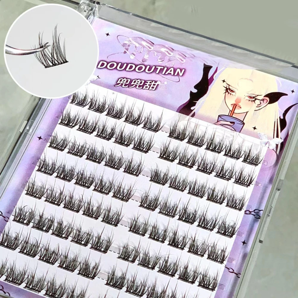 

80 Clusters Manga Flurry False Eyelashes Natural Thick Dense Curled Fake Eyelash Self-adhesive Simulation Baby Bend Lashes