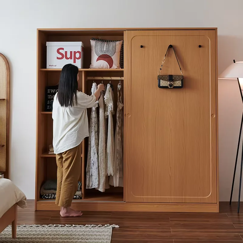 Automatic Light Wardrobe Essentials Stackable Sliding Door Organizer Closet Bedroom Storage Wooden Guarda Roupas Furniture Home