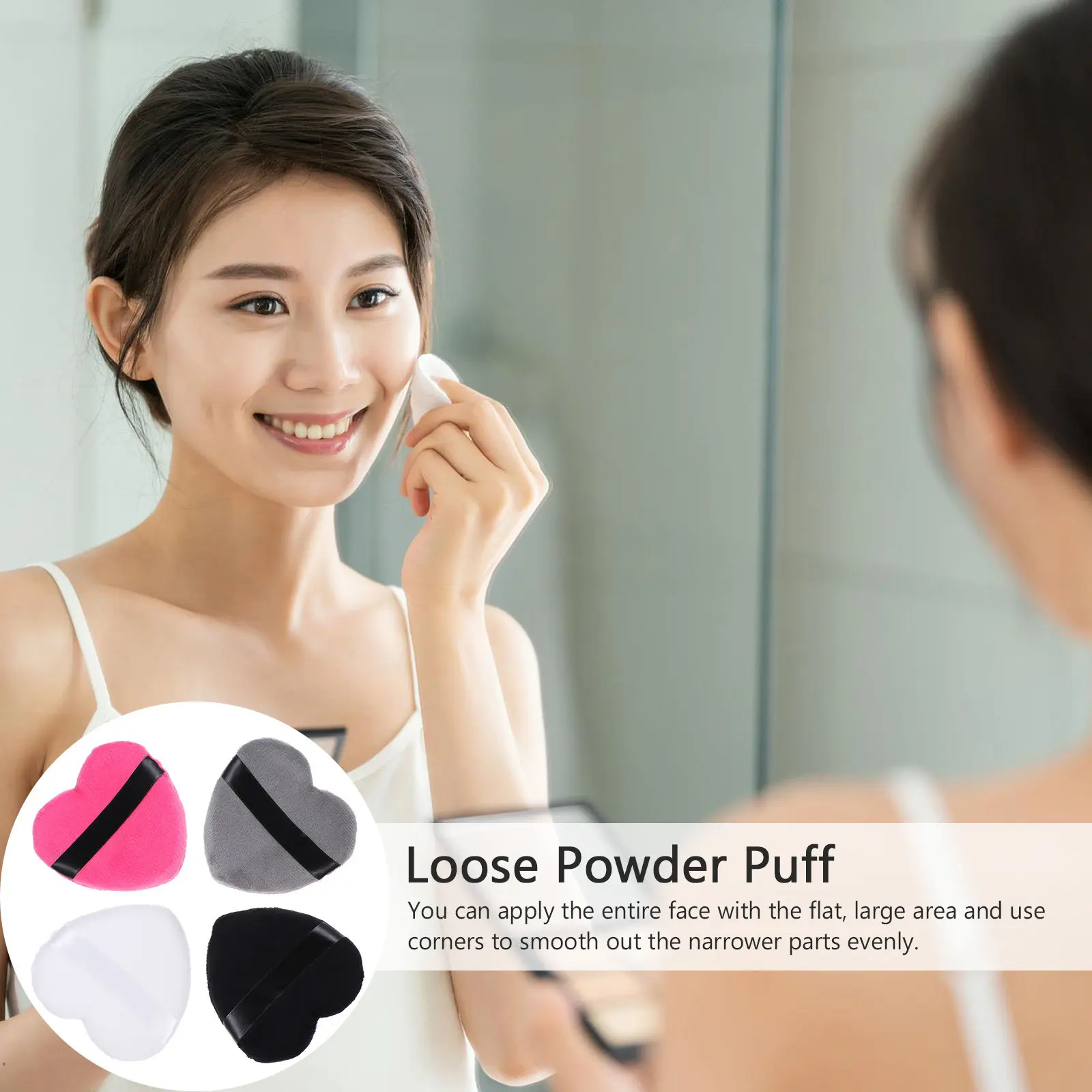 

Набор из 4 спонжей для макияжа в форме сердца: хлопковые, для быстрого нанесения тональной основы и пудры, с большой плоской поверхностью для углов