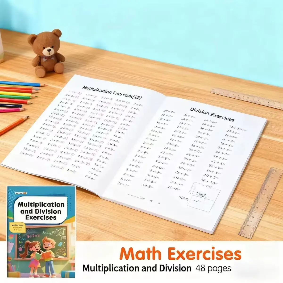 48 Pages Workbook for Practicing Math Facts: Multiplication And Division Up to 99 for 2Nd, 3Rd, And 4Th Graders