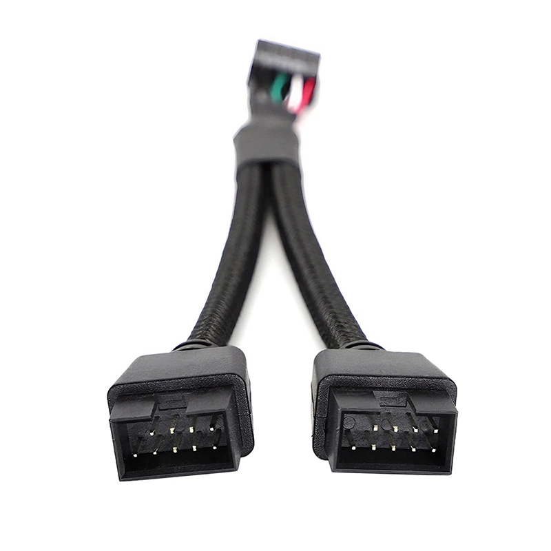 1PCS 9-Pin USB 2.0 Y Splitter Cable Motherboard USB 2.0 9pin Female to Dual Male Converter Extension for PC Front Panel Audio HD