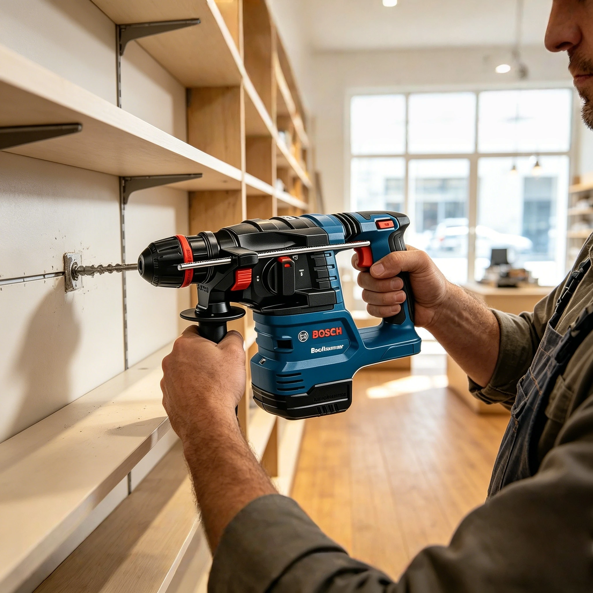 Bosch GBH18V-22X 18V SDS Hammer, Ergonomic Auxiliary Grip, Lightweight Design for Tight-Space Concrete Work