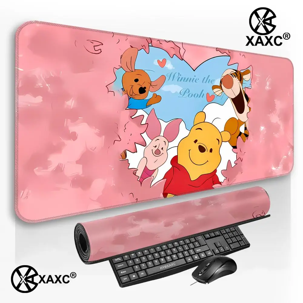 Cute Yellow Bear W-Winnie Tiger Pig Cartoon Mouse Pad Kids Healing Desk Mat Anti-slip Thick Lock Edge Keyboard Mat Desk Mat