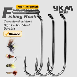 9KM Fly Fishing Hooks Micro Barbed Jig Hooks Fly Tying Materials Dry Nymph Strimp&Pupa Pupa Hooks Barbed Fishing Tackle 50Pcs