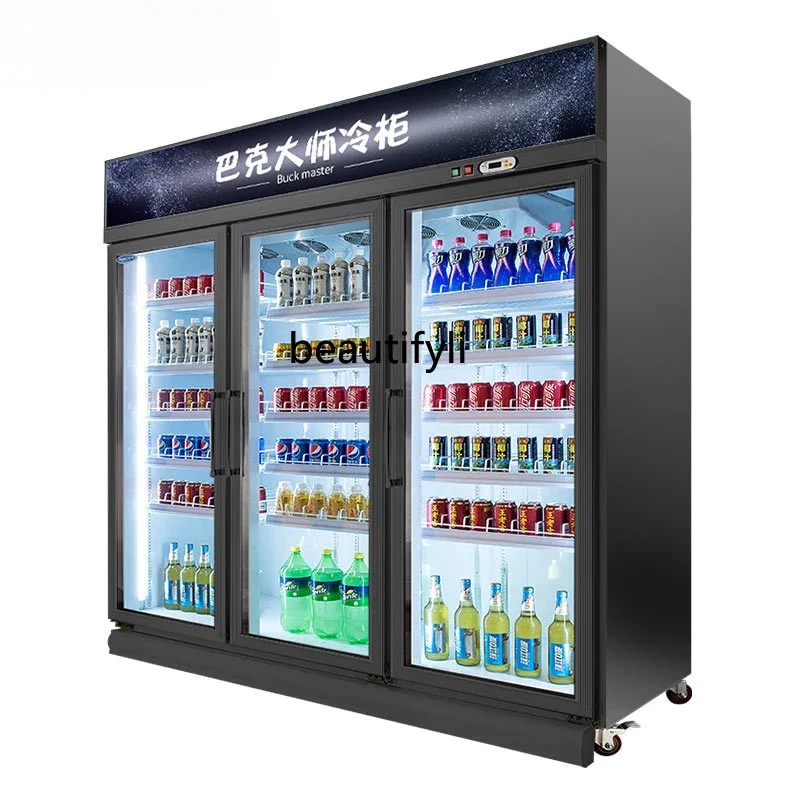 

Commercial three-door beverage cabinet defogging model, refrigerated fresh-keeping cabinet, supermarket display freezer