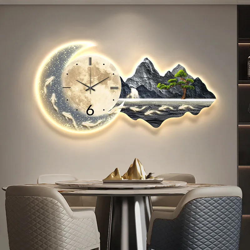 

Living Room Art Mural Luxury Big Size Clock Wall Restaurant Creative Chinese Style Bedrooms Wall Watch Horloge Room Decorations