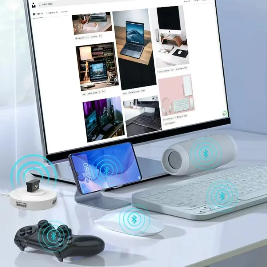 ワイヤレスUSB Bluetoothドングルアダプター USB Bluetooth 5.4/5.3/5.1/5.0 オーディオレシーバー トランスミッター PC/ラップトップ/Bluetoothスピーカー用