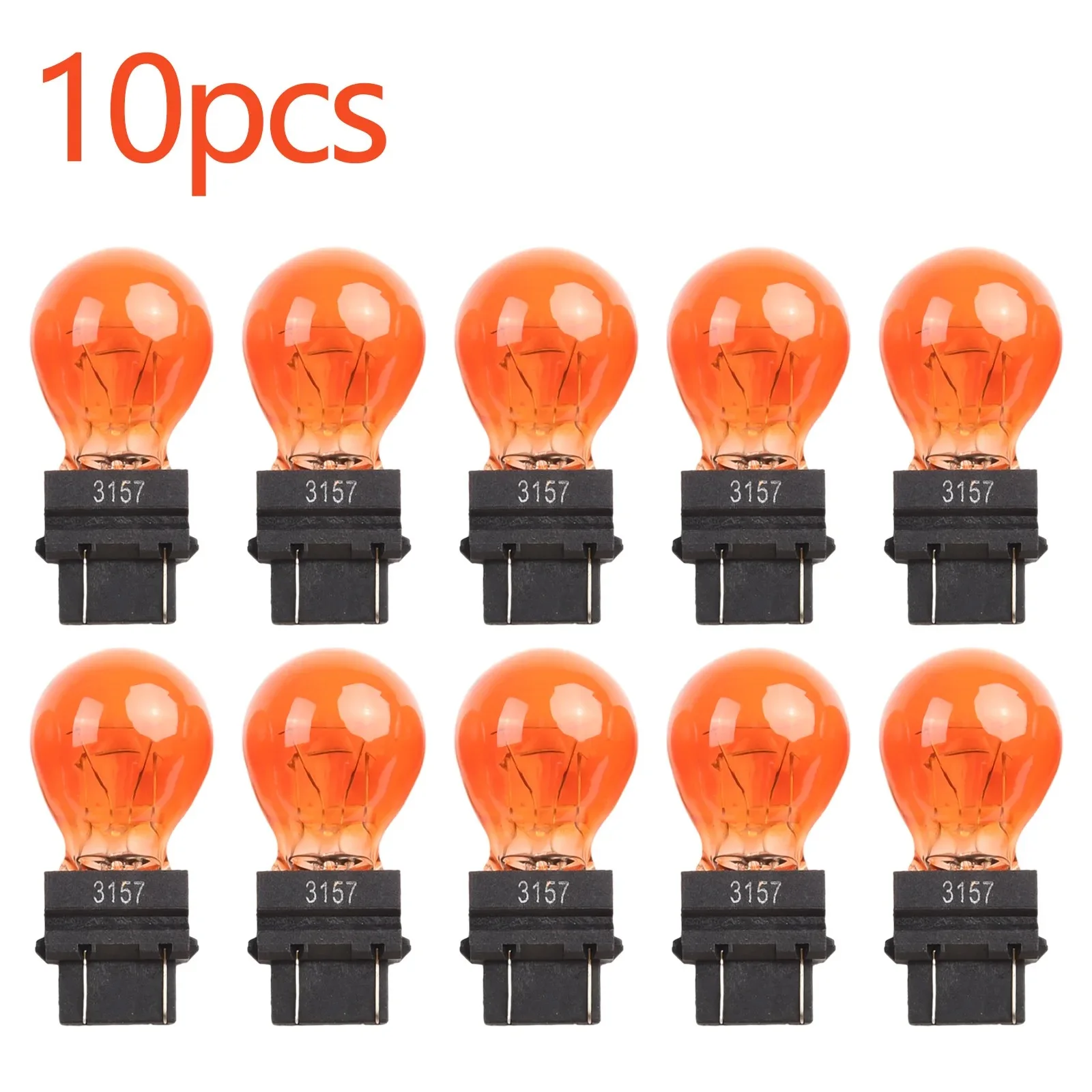 10pcs 12V Halogen Lamp T25 3157 3156 P27W Car Turn Signal Light Bulb in Amber White Red, High Quality Replacement