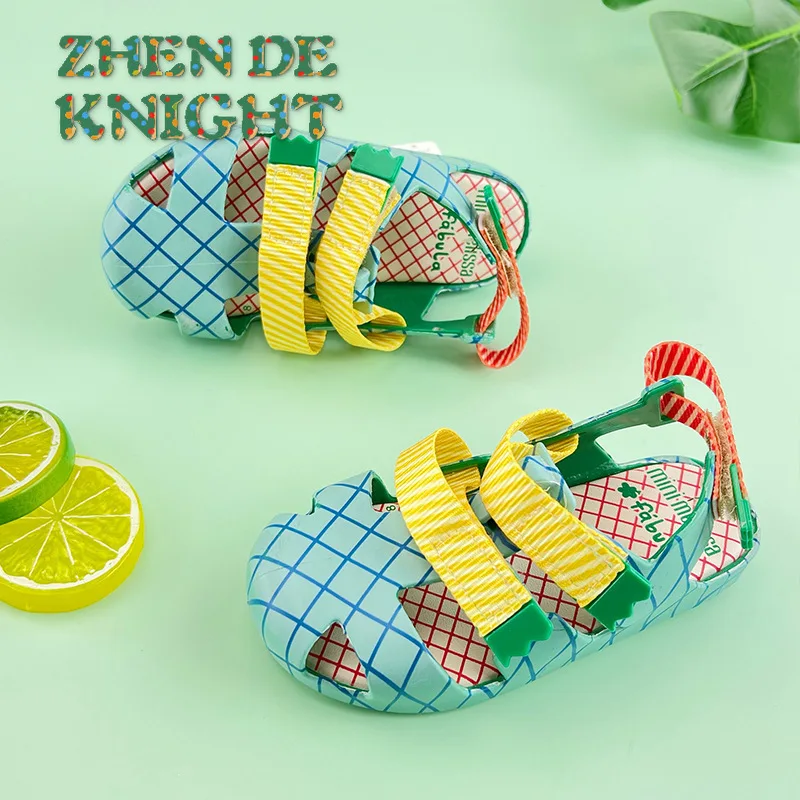 

2024 New Summer Boys and Girls Sandals Children Baby Beach Closed Toe Soft Sole Jelly Shoes