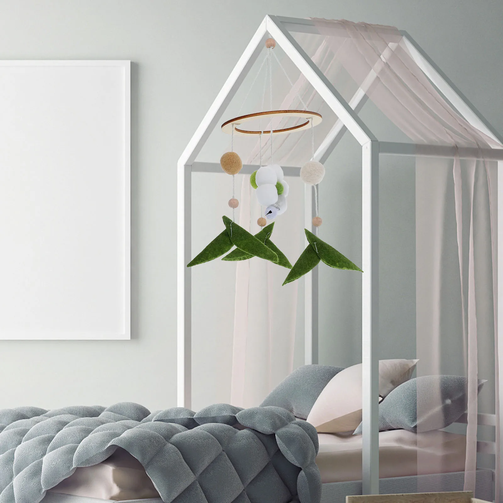 

Flower Bed Bell Toys for Babies Wind Chime Baby Bedside Decorate Room Felt Hanging Hand-woven Chimes Boy