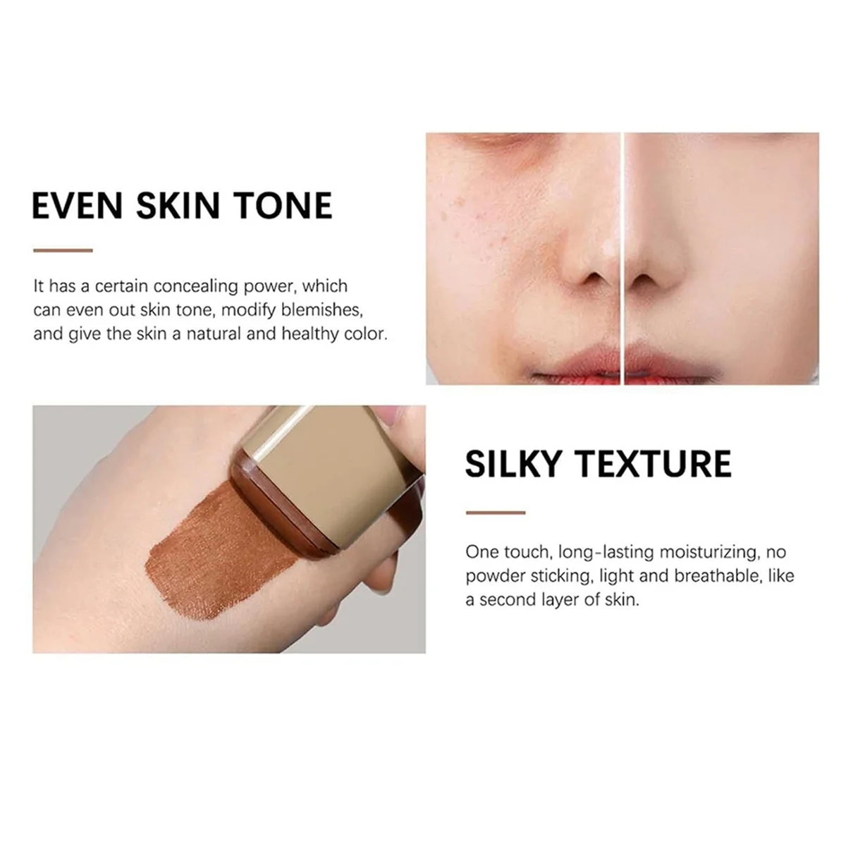 مصل ABJZ Foundation Stick Beauty Balm معزز للبشرة، مصل مرطب ملون صلب كريم أساس كونتور