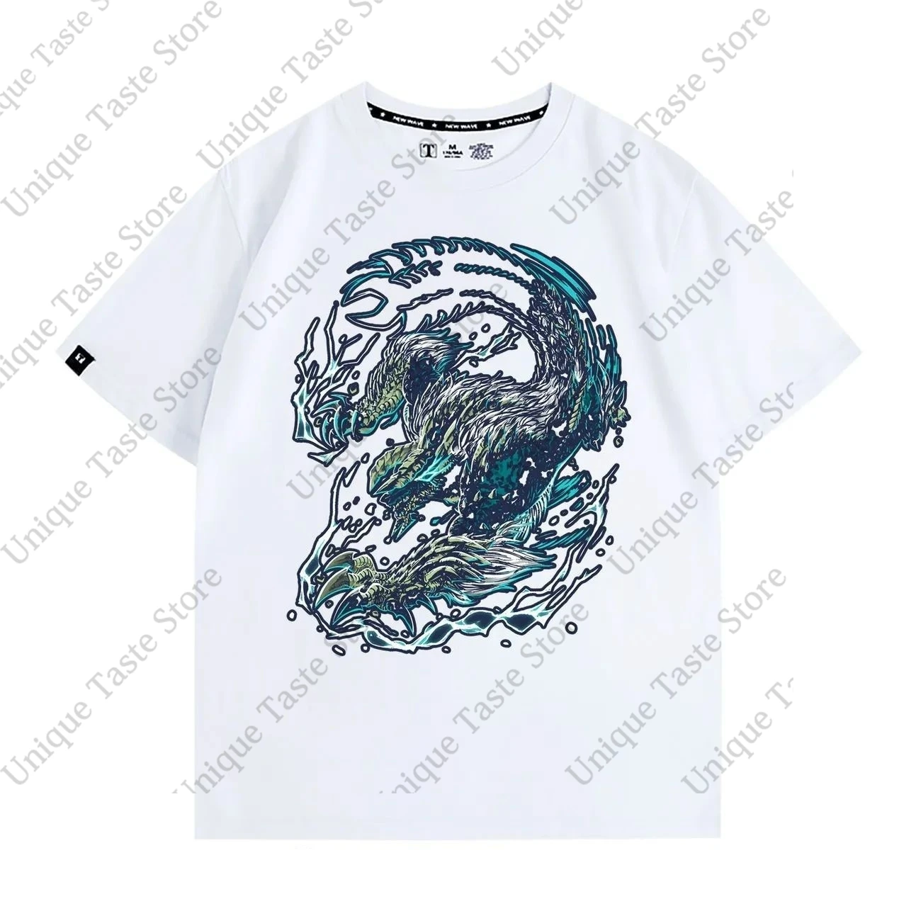 ‌Monster Hunter T Shirt Cartoon Fashion Zinogre Print T-shirt Men Women High Quality Soft Cotton Summer Short Sleeve Tee Tops