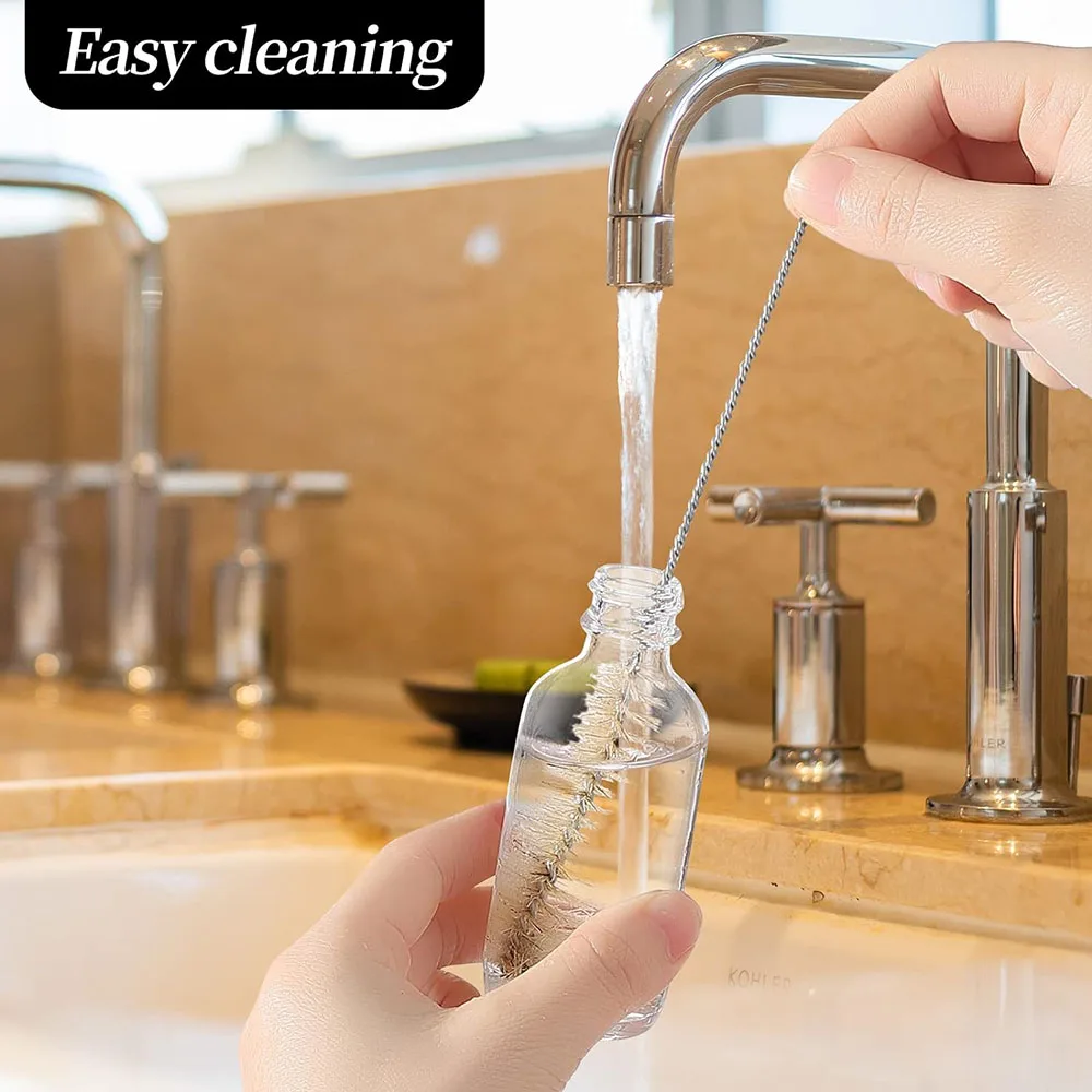2oz Small Clear Glass Bottles(60ml) with Lids Boston Round Travel Bottles for Vanilla Hot Sauce Juice Whiskey Liquid
