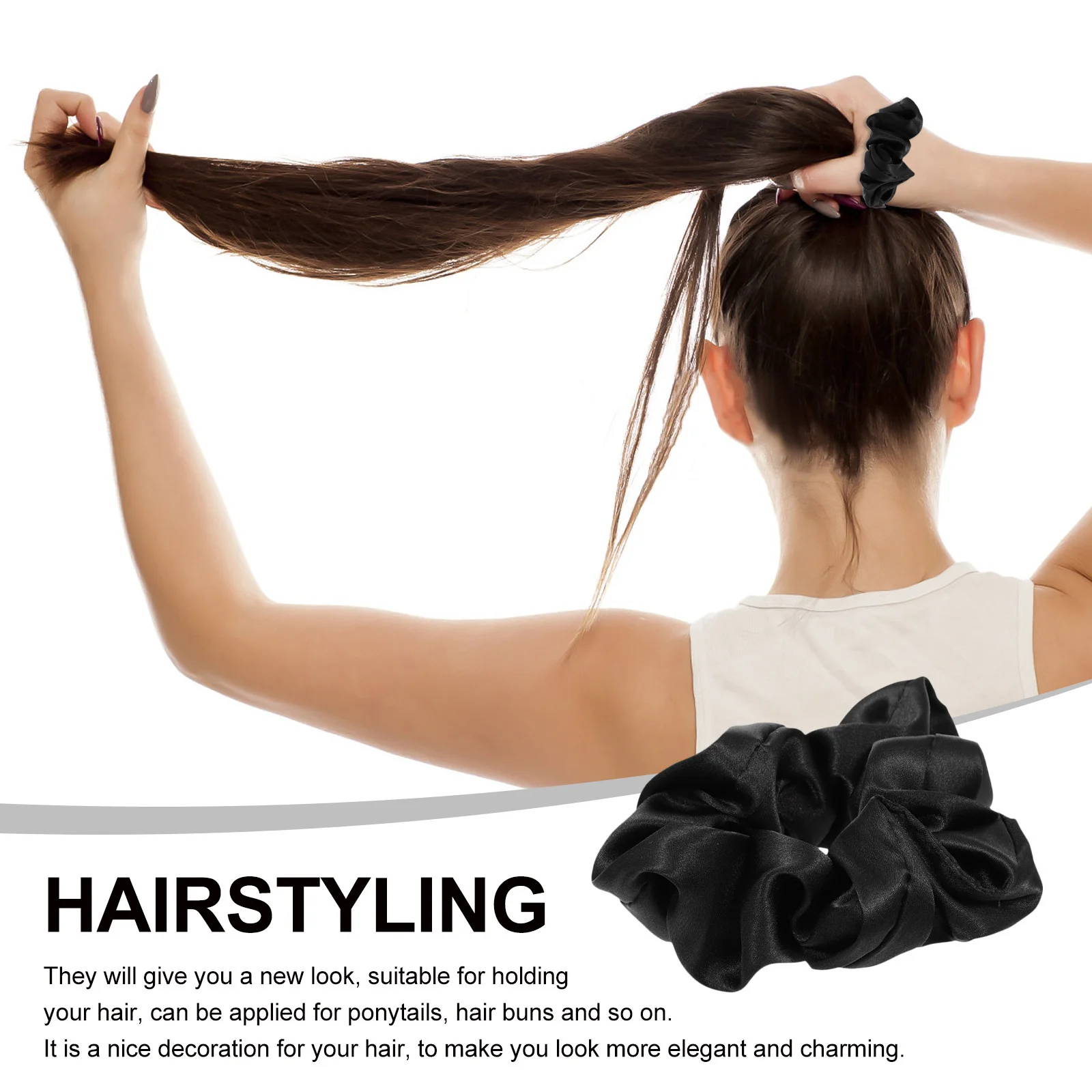 3 قطع ربطات شعر مرنة من الحرير الأسود الأنيق للنساء والفتيات، مريحة تناسب أي مناسبة للاستخدام اليومي