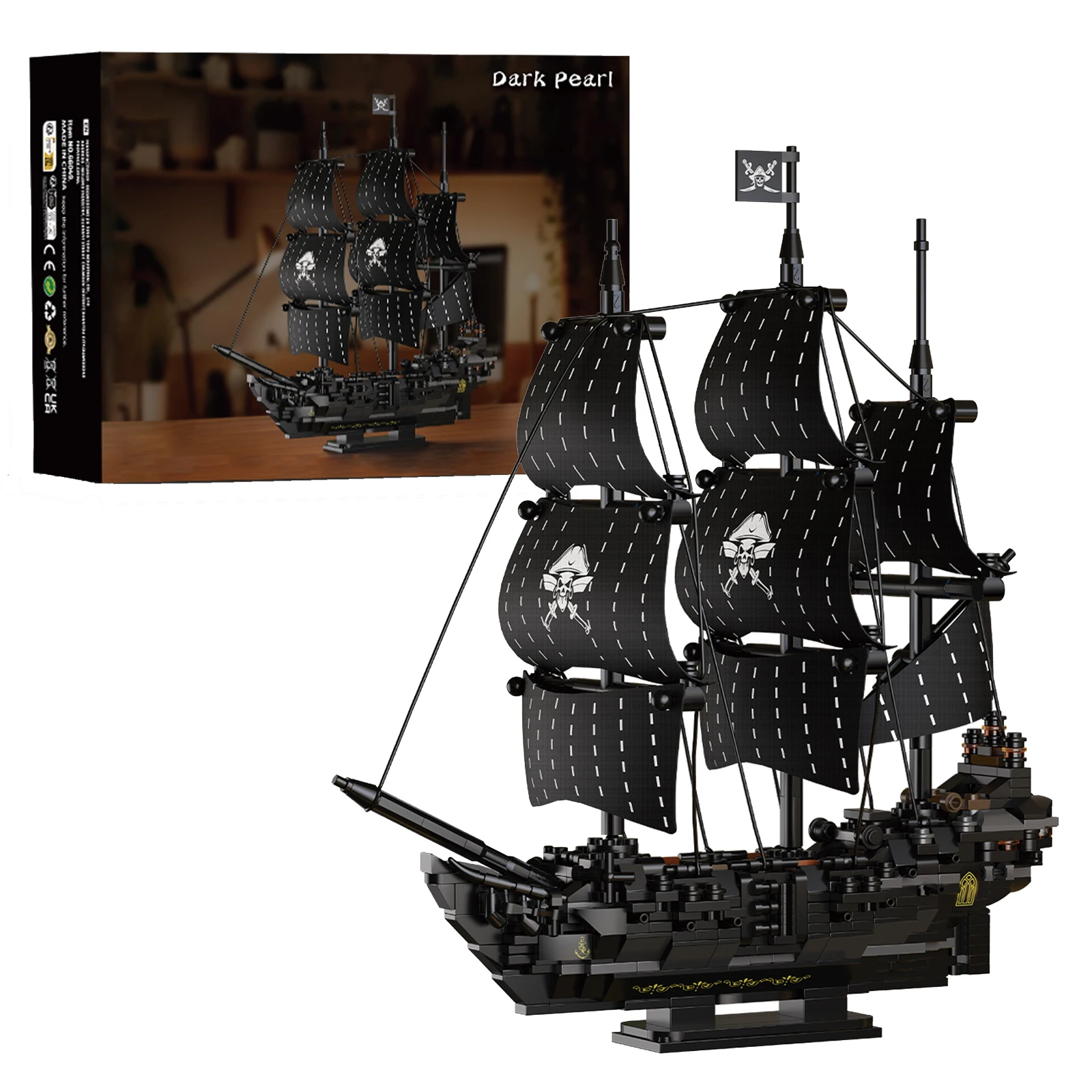 774 pçs pérola escuro navio pirata moc blocos brinquedos de construção crianças adulto presentes natal diy tijolos barco conjuntos casa ornamento
