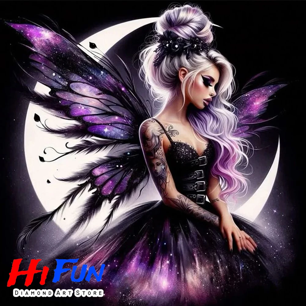 

Бабочка Крылатая Фея Луна Настенная Картина Алмазная Картина Химерный Лес Эльф Фэнтезийный Декор Diy Полный Горный Хрусталь Мозаика Вышивка Крестом