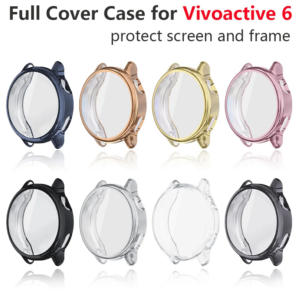 

For Garmin Vivoactive 6 Protective Case Soft TPU Full Bumpe Cover Screen Frame Clear Protector