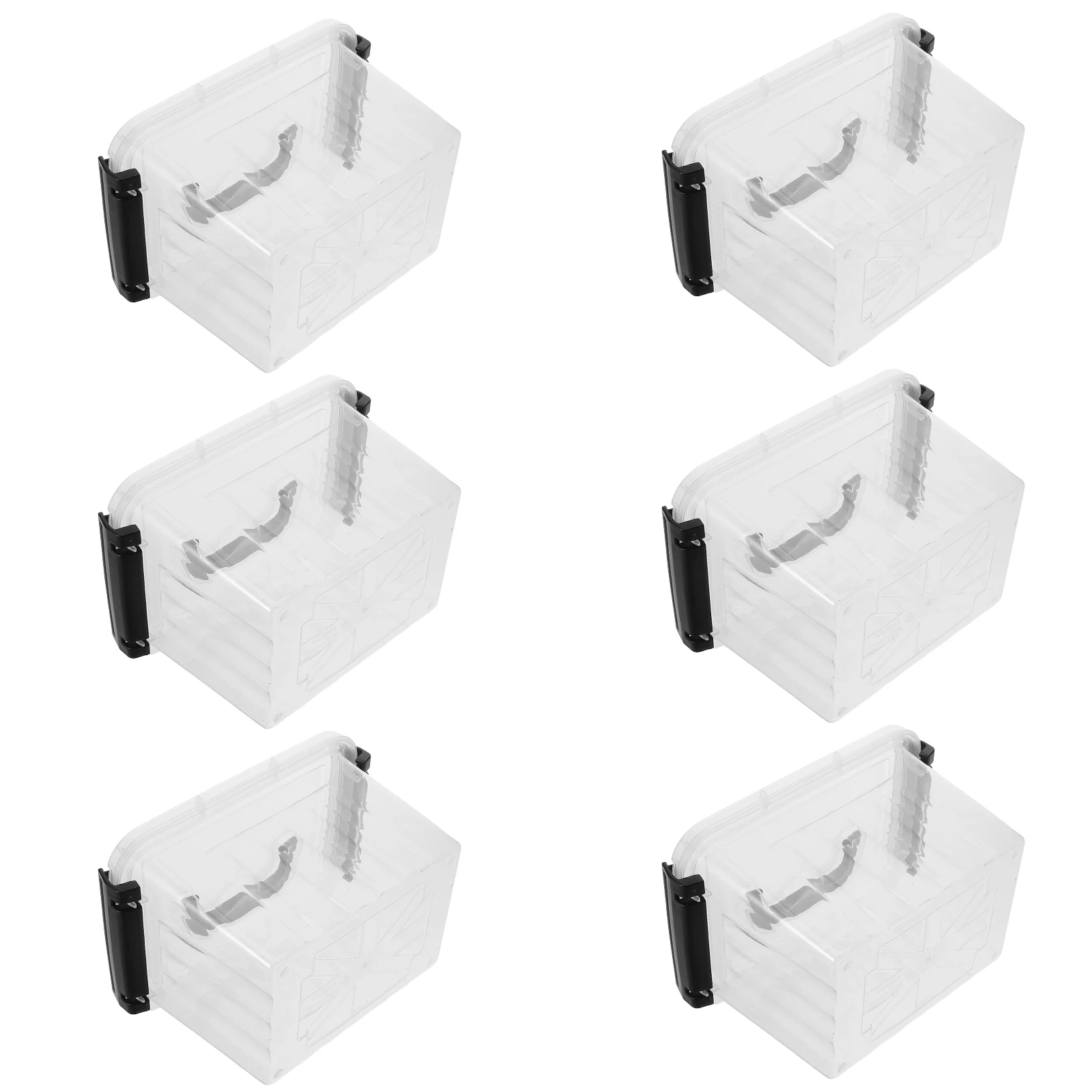 

6pcs Plastic Storage Box Small Bins Containers Clear Toy Large Handles Material Transparent Compact Organizing Solution