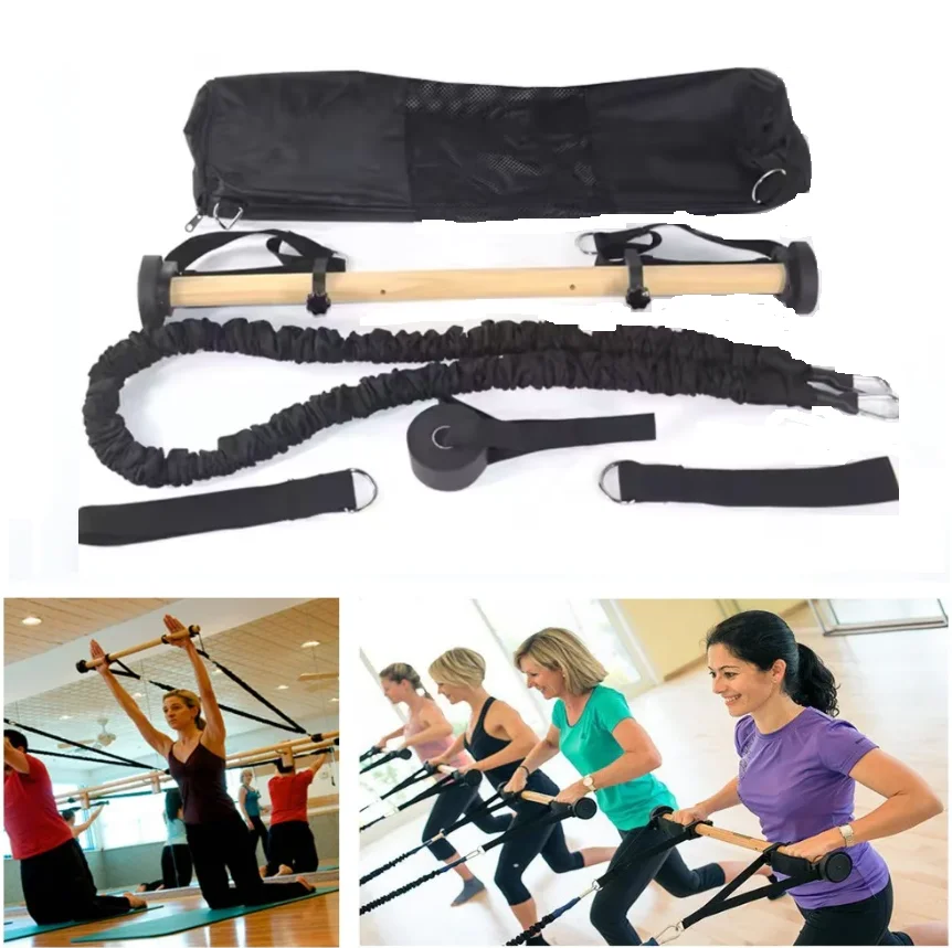 Pilates Yoga Bar Barre Basic Kit Exercise Resistance Bands Gym Stick