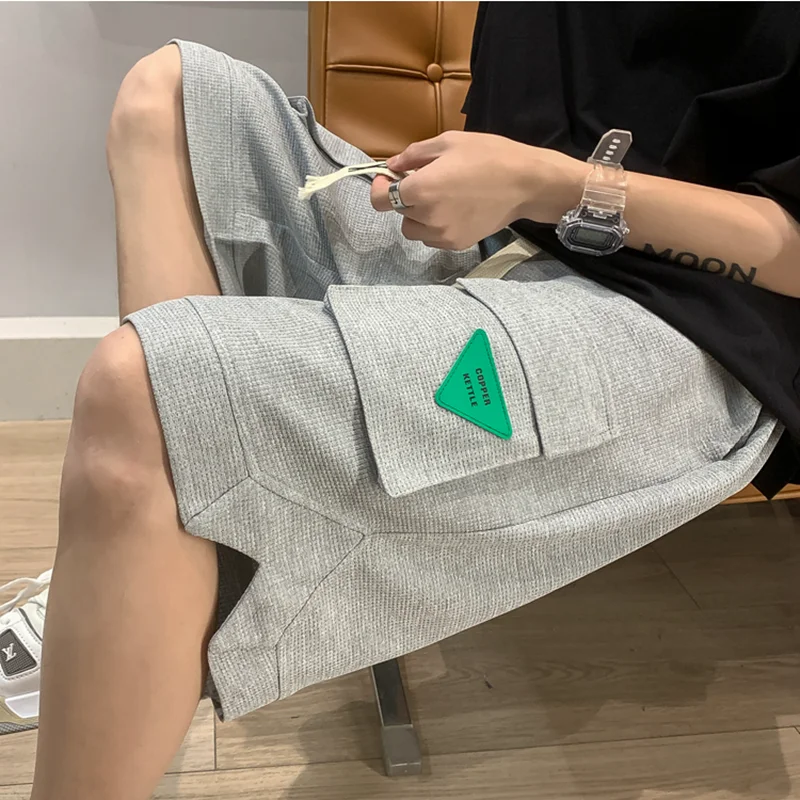 2023 primavera shorts masculinos coreano moda verde shorts harajuku alta rua roupas masculinas shorts casuais em casa streetwear calças