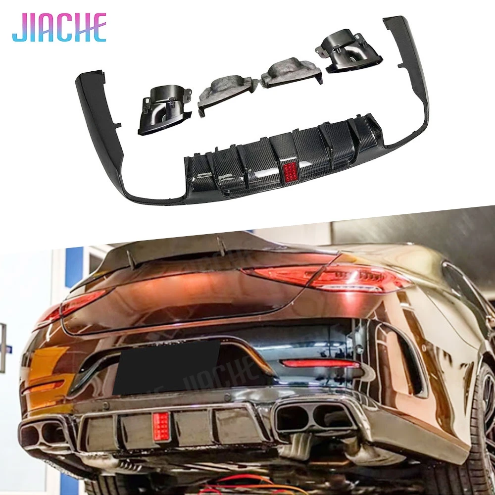 

JIACHE Carbon Fiber Car Rear Bumper Lip Diffuser For Mercedes Benz CLS Class C257 CLS260 300 350 450 CLS53 For AMG 2019 UP